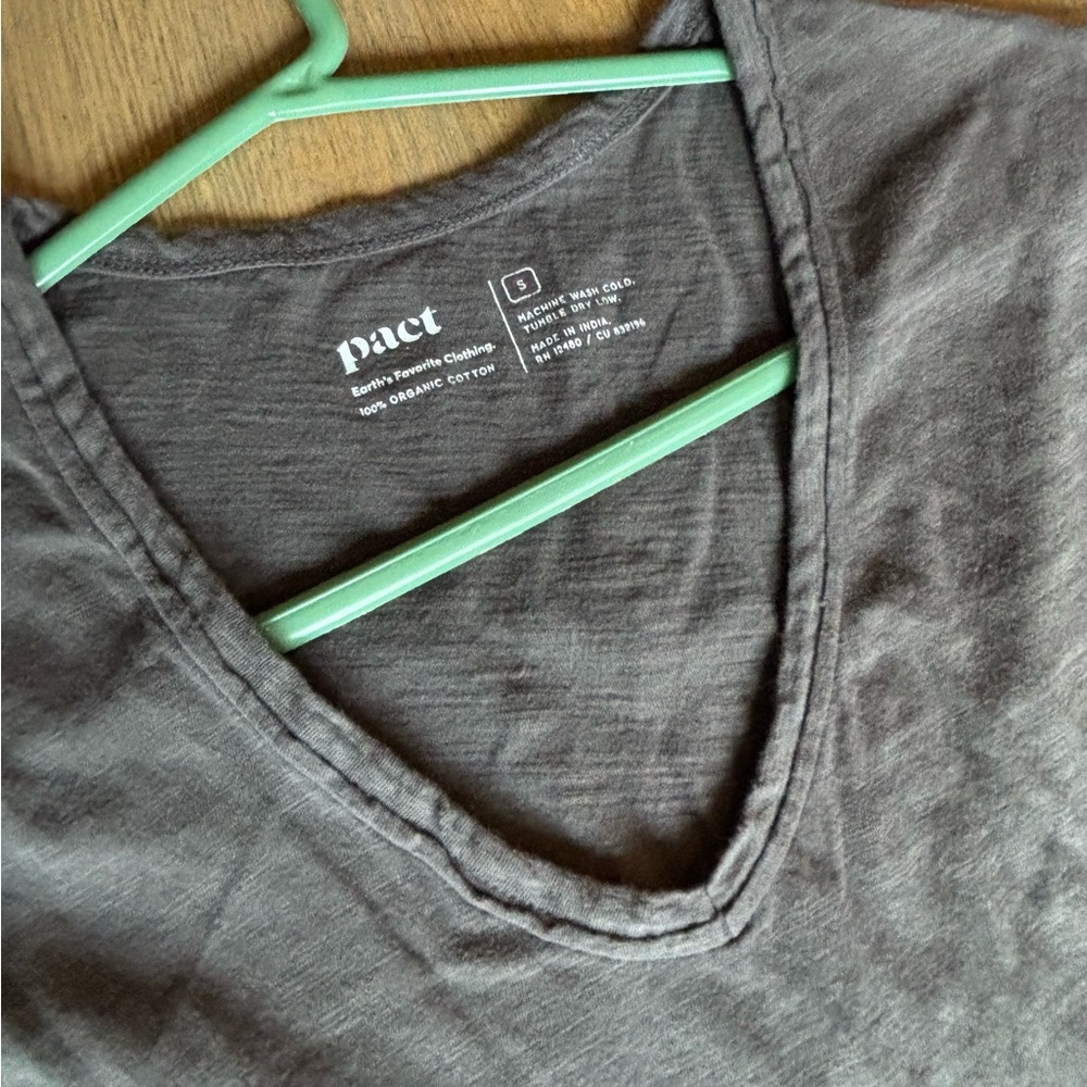 Pact 100% Organic Cotton Gray Short Sleeve Dress with Pockets S Small